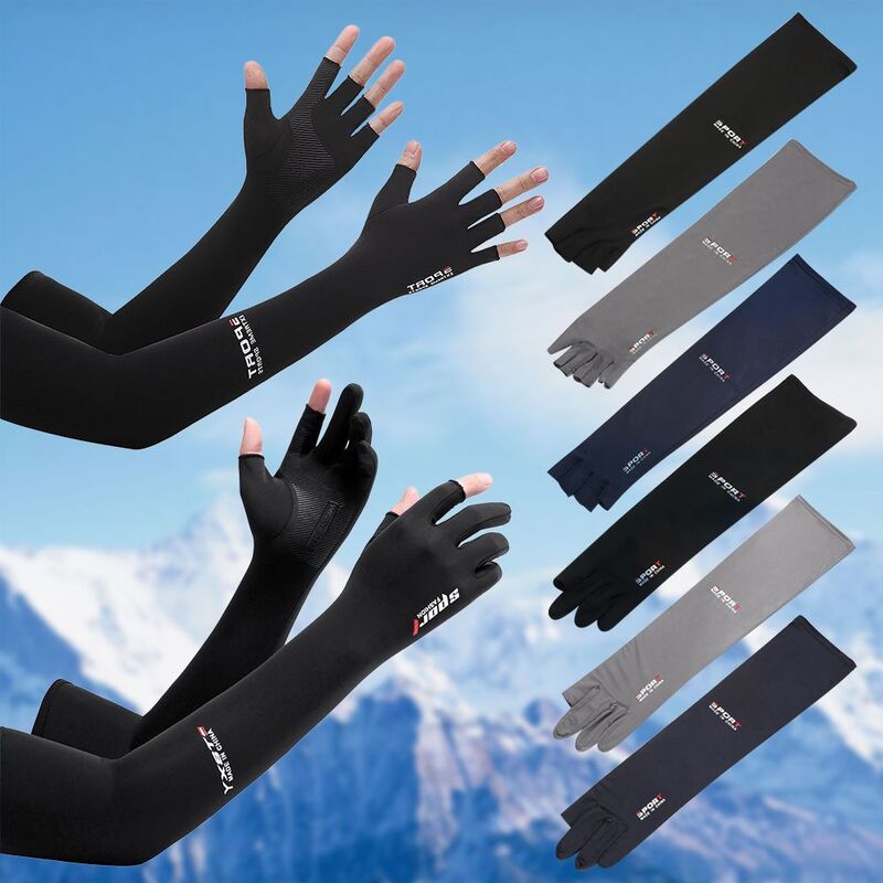 Manguitos de brazo de hielo de protección solar Anti-UV de alta calidad, manguitos de manga de hielo, guantes de conducción de cinco dedos