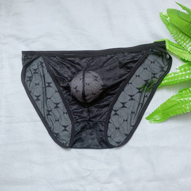 Celana dalam pria seksi, ukuran besar cepat kering jaring berongga kantong tipis tali G pakaian dalam Bikini tali U