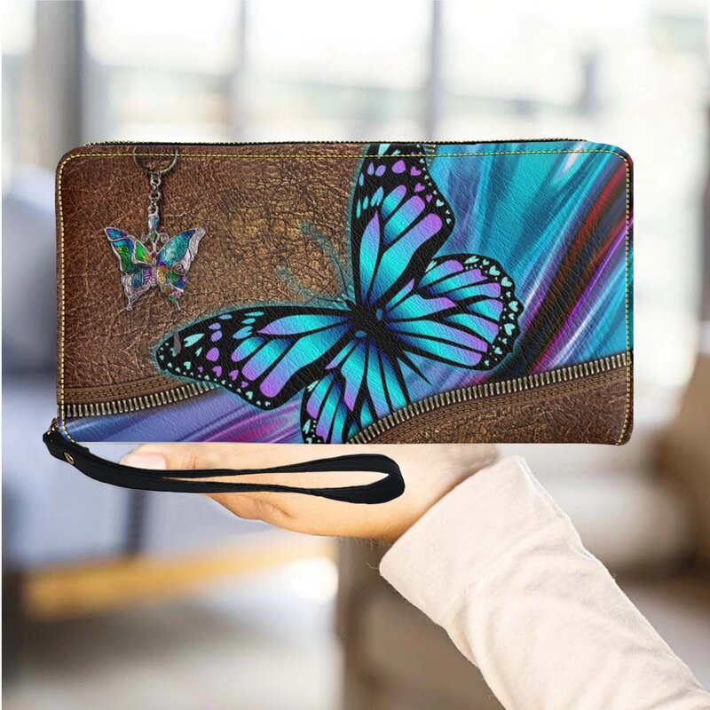 Portafoglio per donna borsa in pelle di lusso carino farfalla modello animale borse femminili cerniera multifunzione frizione lunga Portemonnaie