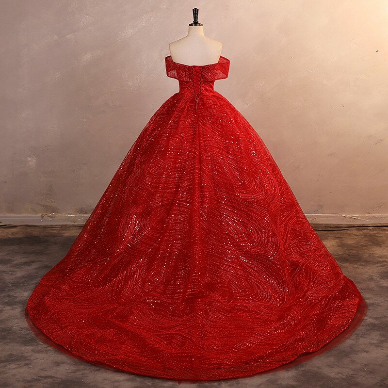 2023 jesienne nowe cekinowa sukienka na przyjęcie luksusowe sukienki Quinceanera eleganckie suknia balowa z odkrytymi ramionami prawdziwe sukienka na studniówkę fotograficzne dla dziewczynek