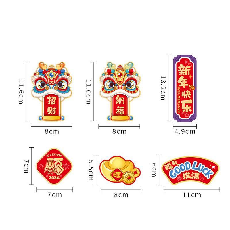 Новогодние магниты на холодильник 2024, новогодние магниты на удачу на китайский Весенний фестиваль, декоративные магнитные наклейки для