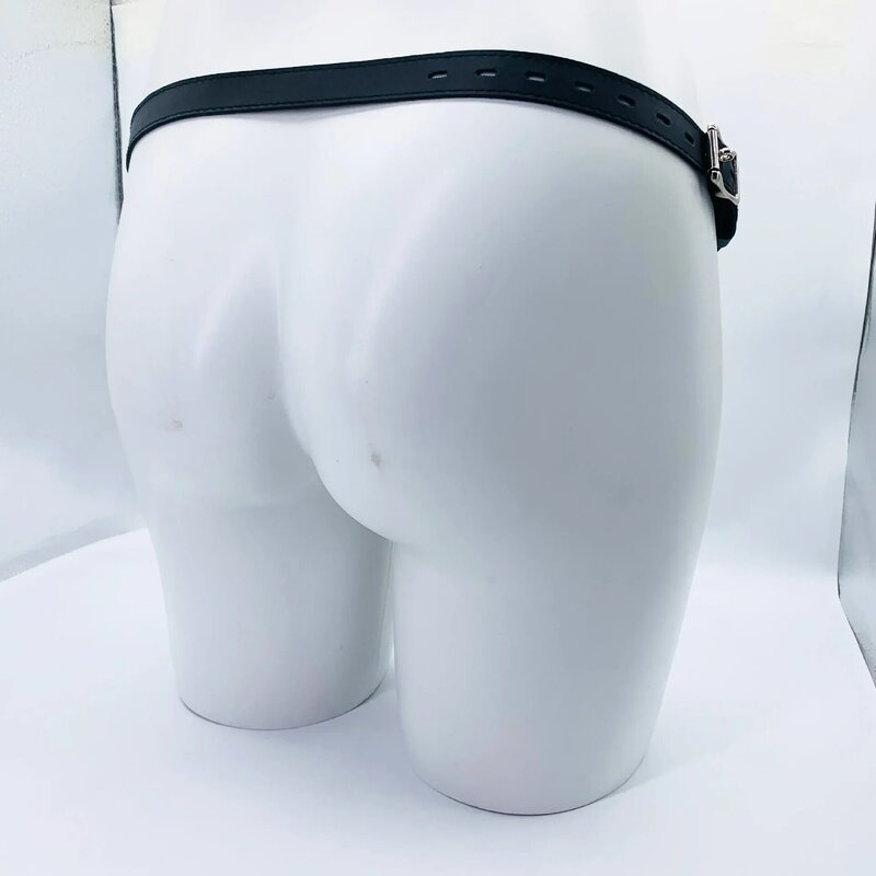 Jaula de castidad de cuero PU, cinturón auxiliar antiapagado, cuerda ajustable para pene masculino, accesorios de bloqueo de castidad, sexyshop