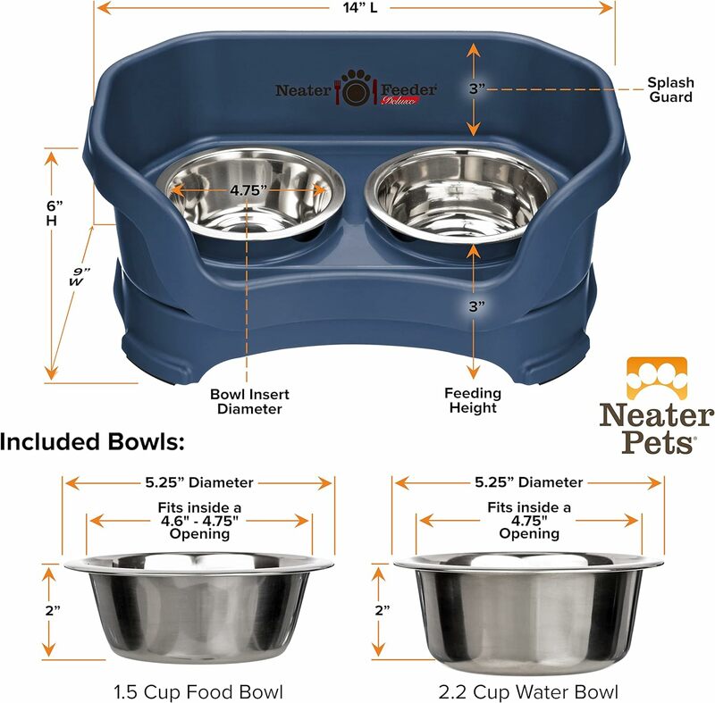 스테인레스 스틸 애완 동물 먹이 그릇, 먼지 방지 개 그릇, 회색 음식 및 물 그릇