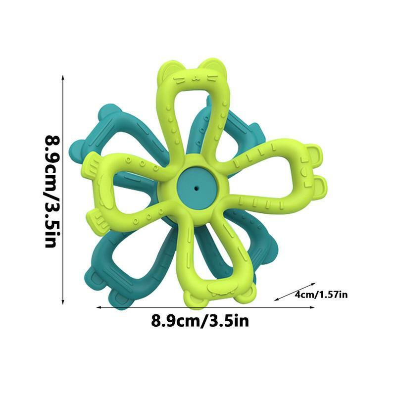 Mainan kunyah silikon untuk anak-anak mainan gigi bentuk bunga silikon cincin Teether warna-warni untuk meningkatkan koordinasi mata tangan lucu