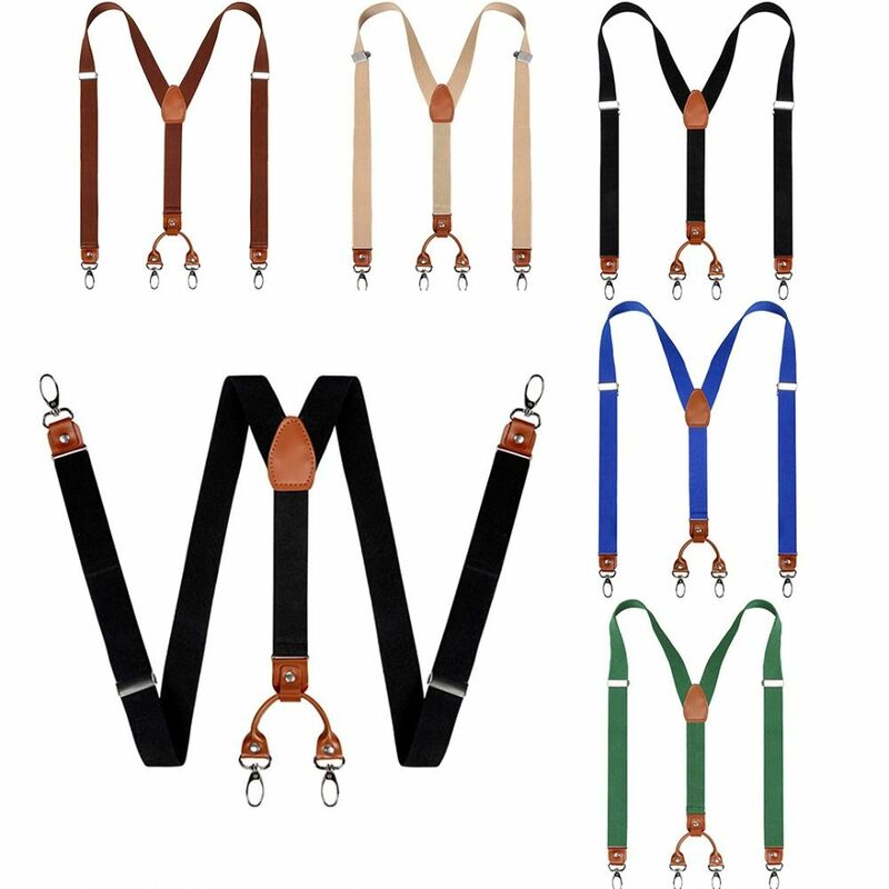 Bretelles réglables en cuir de vachette, bretelles élastiques en forme de Y, bretelles décontractées pour mariage, clip de sangle, 4 crochets, largeur de 2.5cm