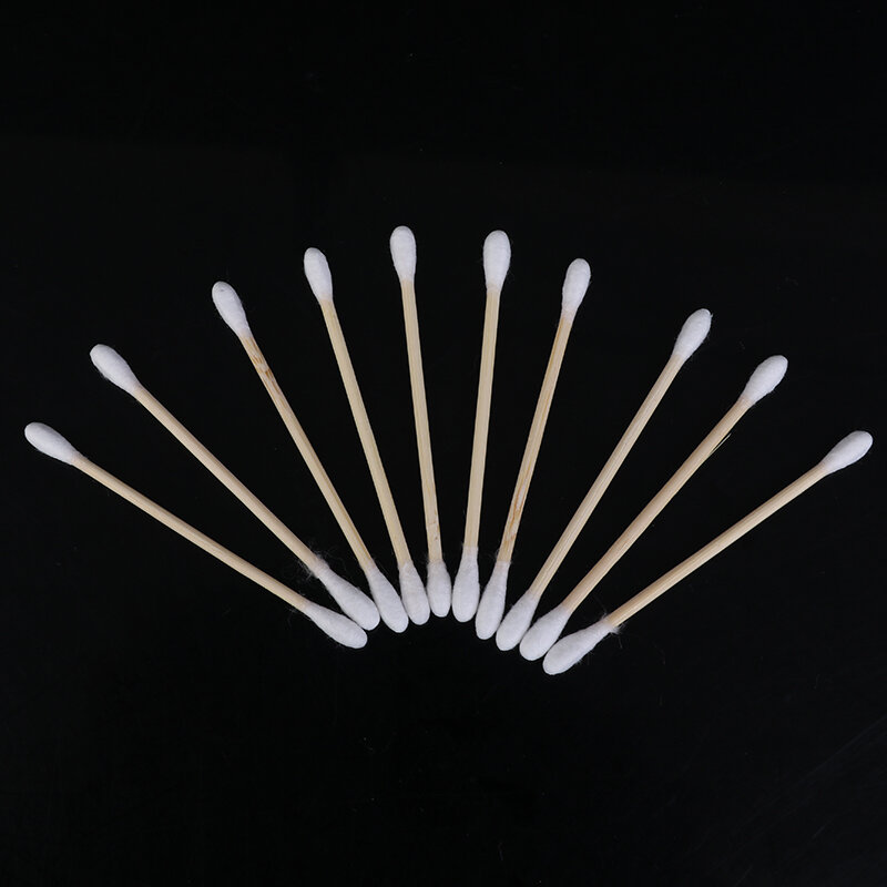 100Pcs 7.2cm Double Head Disposable Makeup Cotton Swab Soft Cotton Buds For Medical Wood Sticks Nose Ears Cleaning Tools