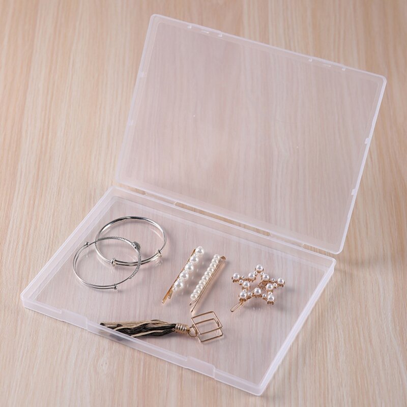 Contenitore contenitore rettangolare in plastica trasparente scatola di immagazzinaggio durevole piatto trasparente PP 4 dimensioni contenitore per gioielli