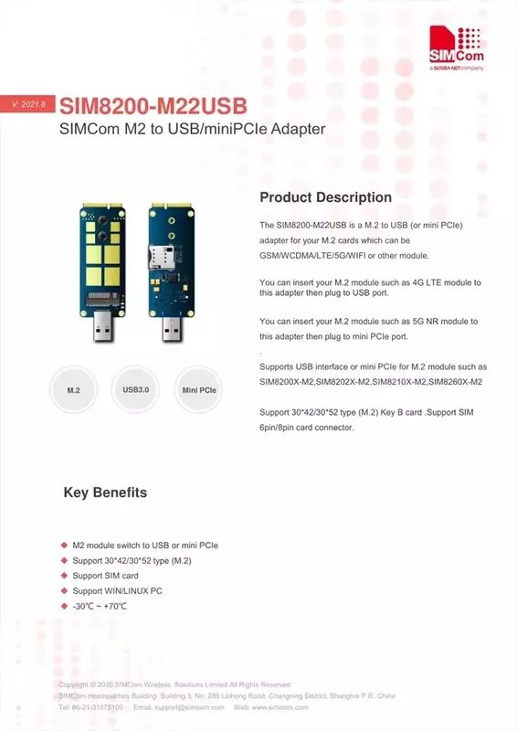 USB 3.0 إلى بطاقة محول MINIPCIE ، لوحة تطوير ثنائية الاتجاه لـ SIMCOM ، Quectel ، 4G ، M.2 وحدة ، 5G ، USB 3.0 متر. 2