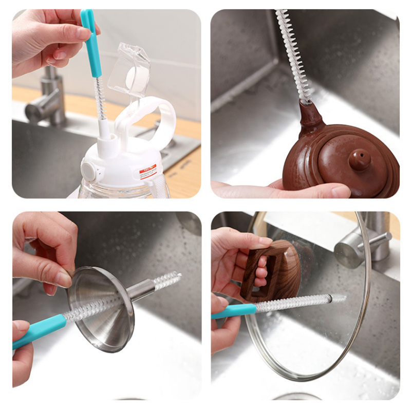 1-4 Stück Edelstahl Nylon Spiral bürsten Schmuck Fütterung Baby flasche Reinigungs bürste Strohhalme Gläser Rohr praktische saubere Werkzeuge