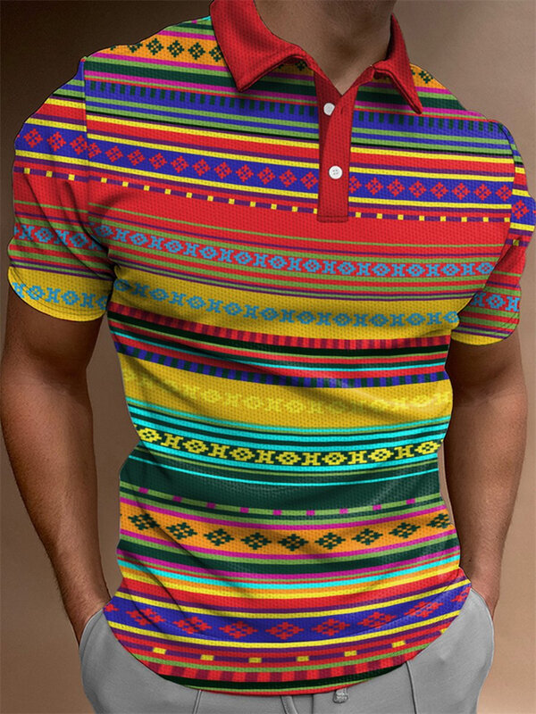 Najnowsza koszulka Polo męska gorąca wyprzedaż z guzikami z krótkim rękawem topy letnie Streetwear luźne koszulki z nadrukiem 3D odzież