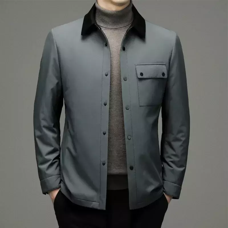 Casaco de algodão de meia idade e idoso masculino, jaqueta casual empresarial, casaco de lapela, novo, outono e inverno, 2023