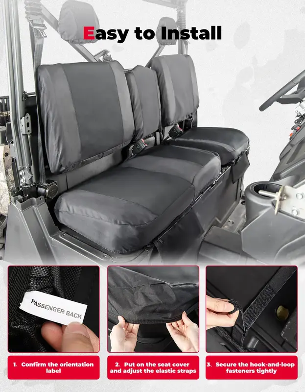 KEMIMOTO-fundas para asientos de 7 piezas, cubierta para reposacabezas con bolsillos, Compatible con CFMOTO Uforce 1000/1000 XL (solo asientos delanteros) 2019-2024