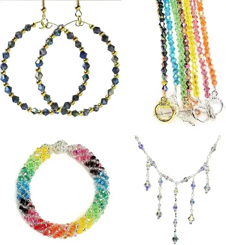 Perles bicone en cristal autrichien multicolores, perles d'espacement en verre à facettes pour bijoux, accessoires de bricolage, vente en gros, 4mm, 100 pièces