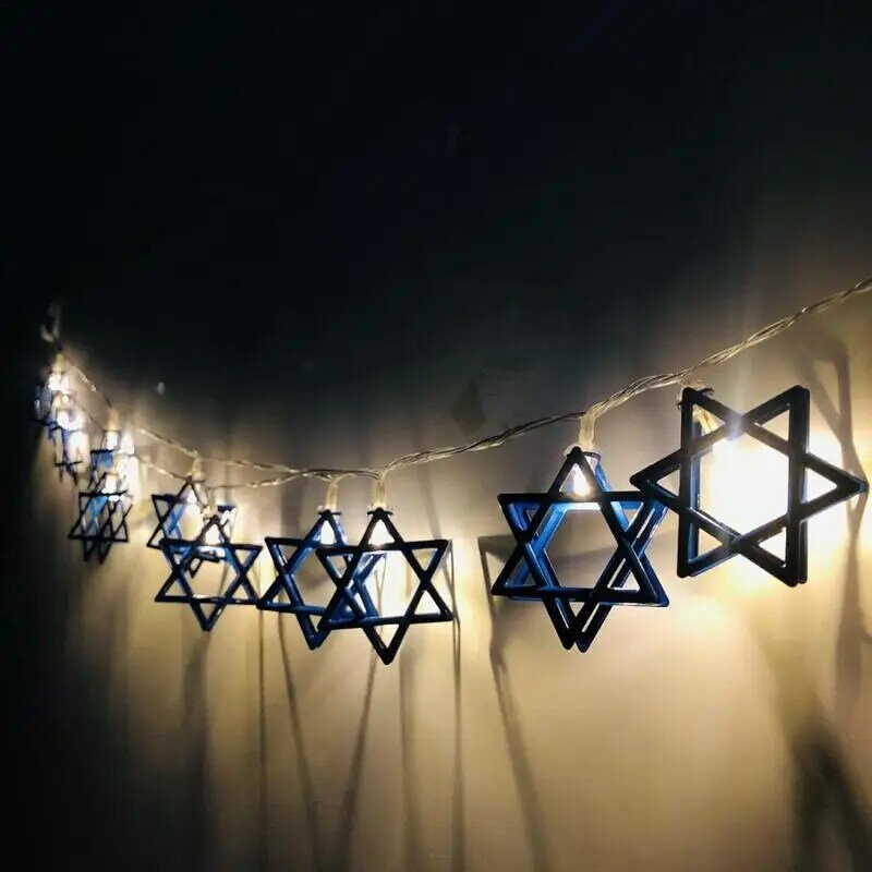 Hanukkah String Light Star Hanukkah LED Light Decoration riutilizzabile Star Hanukkah LED String Lights per comodino Window Table