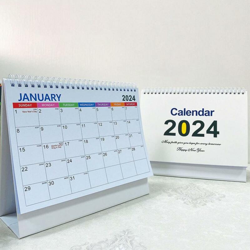 英語の卓上カレンダーページターニング印刷、テーブルデコレーション、オフィス、学用品、2024年
