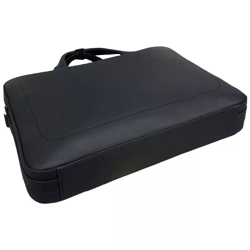 Leather Men's Fashion Personality Portable Briefcase Business Pendulum Large Capacity Black Zipper Closure Computer Shoulder bag