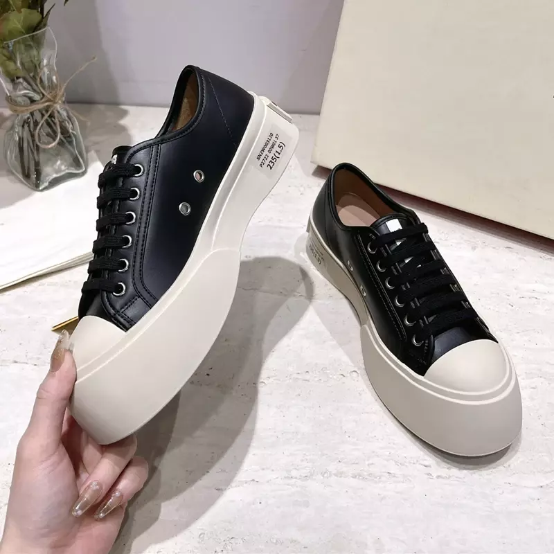 unisex Big head thick sole cowhide Casual  Men's shoes flat platform leather lined with sheepskin Mary Jane shoes  women's shoes