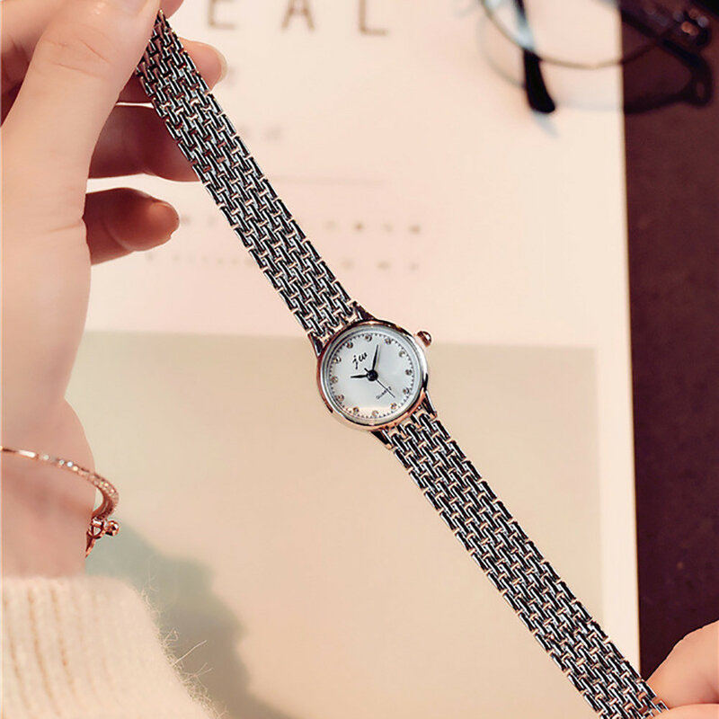 Relógio de pulso quartzo analógico feminino, mostrador pequeno, delicado, relógios de luxo, bracelete magnético, pulseira de metal