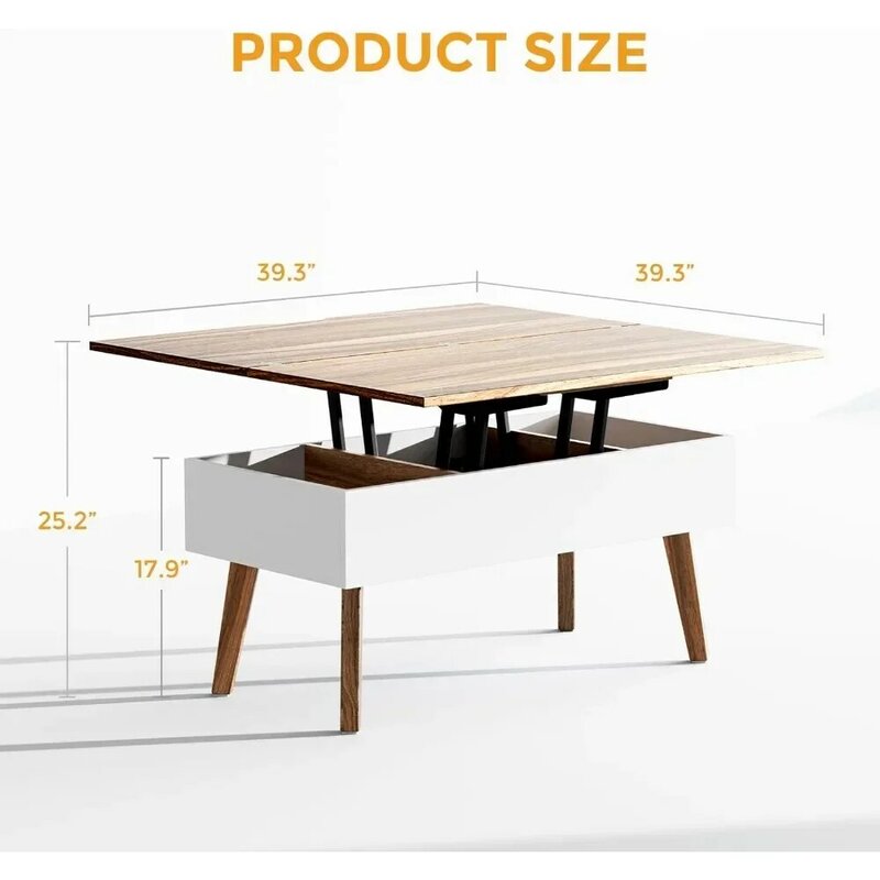 โต๊ะกาแฟ3อิน1ยกสูงแปลงโต๊ะทานอาหารโต๊ะร้านอาหารวอลนัทที่เก็บของซ่อนเร้น Dolce Gusto เฟอร์นิเจอร์ร้านเสริมสวย