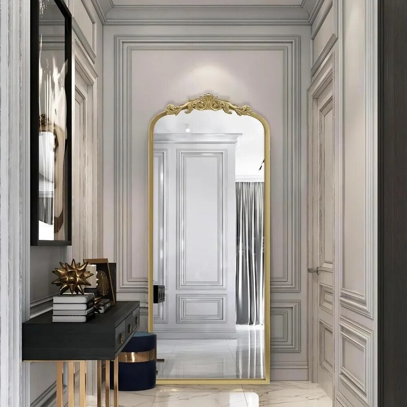 Big Mirror Full Body barocco ispirato Home Decor per Vanity Bedroom Entryway Arendahl specchio tradizionale ad arco dorato a figura intera