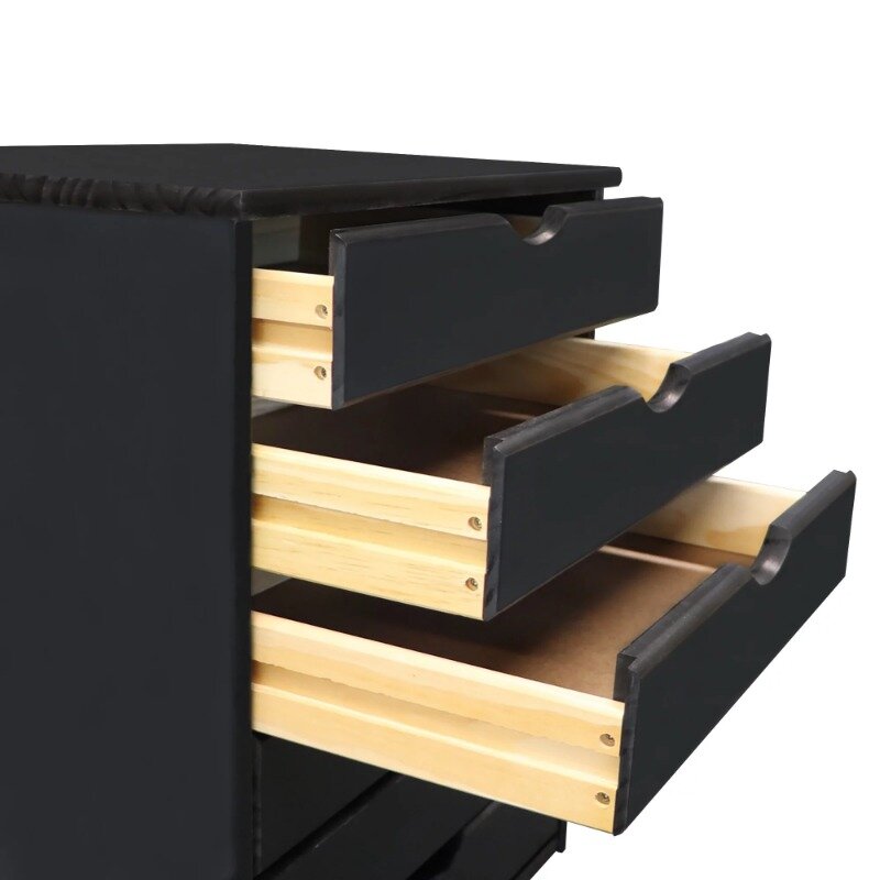 Оригинальная тележка Adeptus, из твердой древесины, с 6 выдвижными ящиками, очень широкая тележка, черный цвет, искусственная мебель и хранение