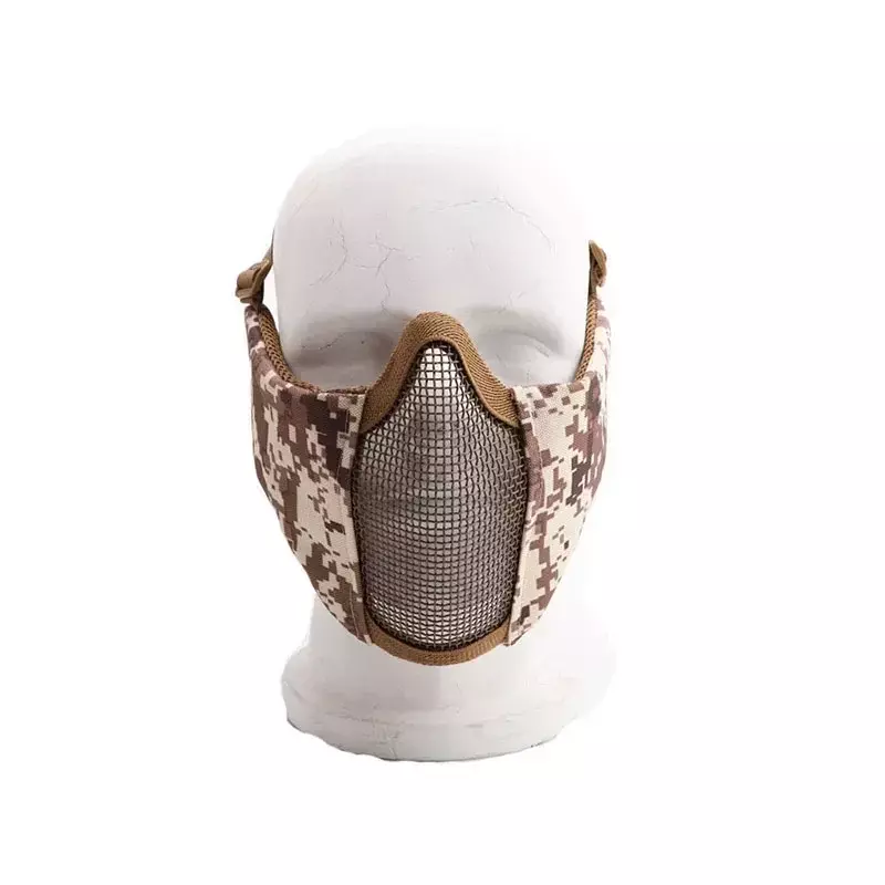Máscara facial de acero transpirable para Paintball, accesorio de protección para la boca, Airsoft, caza, Tiro Táctico, malla para las orejas
