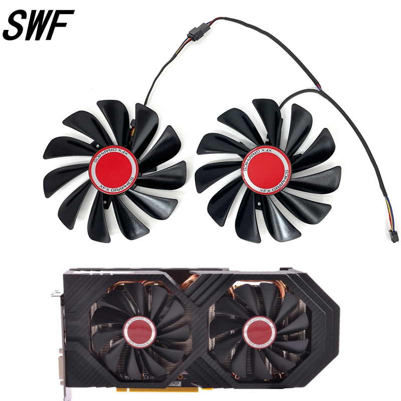 New 2pcs/set FDC10U12S9-C CF1010U12S 95mm Alternative RX590 GPU Video Card Cooler fan For XFX RX 590/580 VGA Video Card Cooling