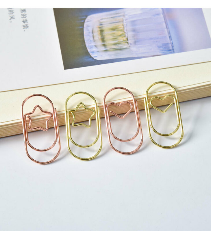 Metal Heart Star Paper Clips Funny Kawaii Bookmark Office Shool Stationery Marking Clips Office Data Classification Paper Clip