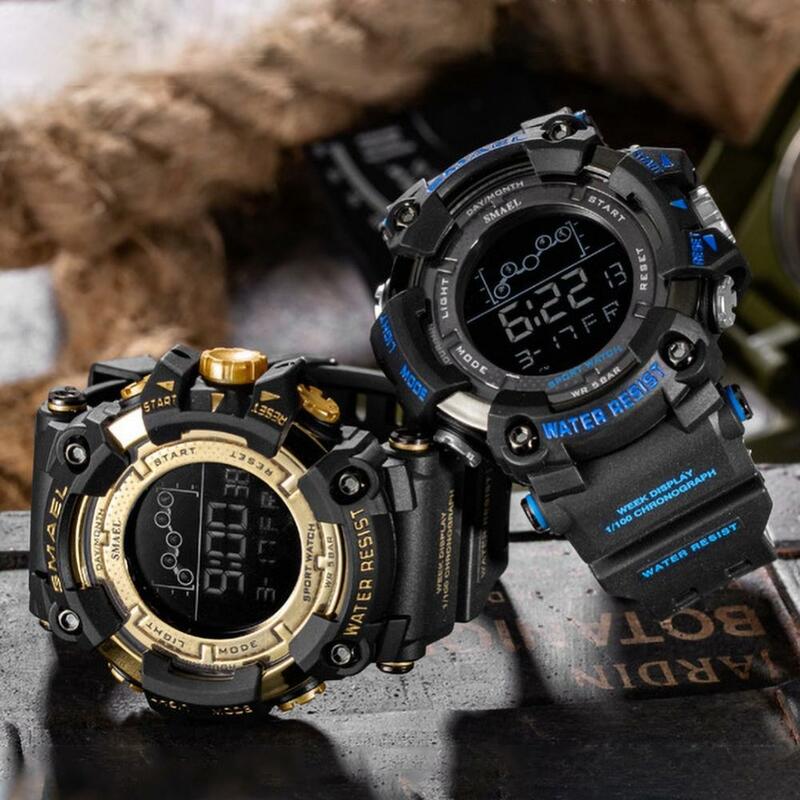 SMAEL Men Outdoor Sports Waterproof Luminous Round Dial Electronic Wrist Watch