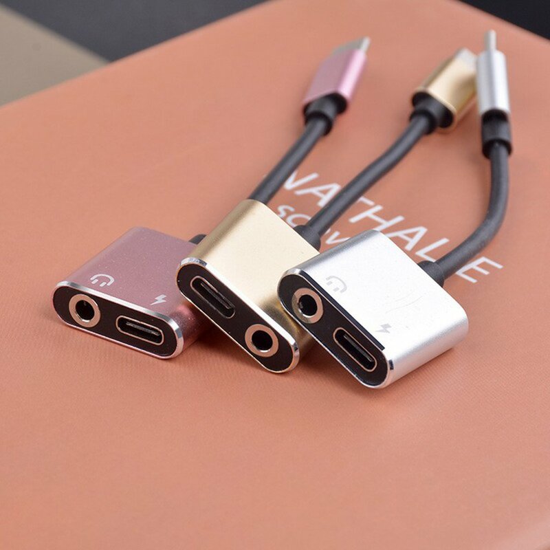 2 In 1 USB Type-C To 3.5mm Socket Adapter Type C Charge Adaptor Type C To 3.5mm Charge Audio Adapter 2 In 1 USB C Splitter