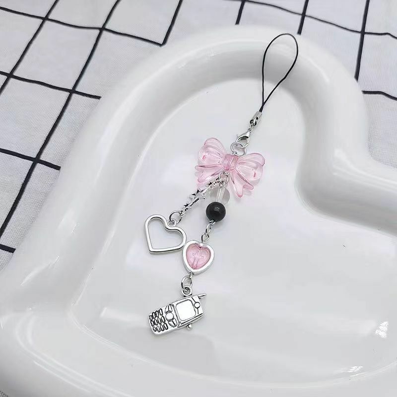 Hello Kitty Cell Phone Rope Chain Sanrio Anime Pendant Handmade Beads Strand Choker Bracelets Dangle DIY Jewelry Accessories Toy