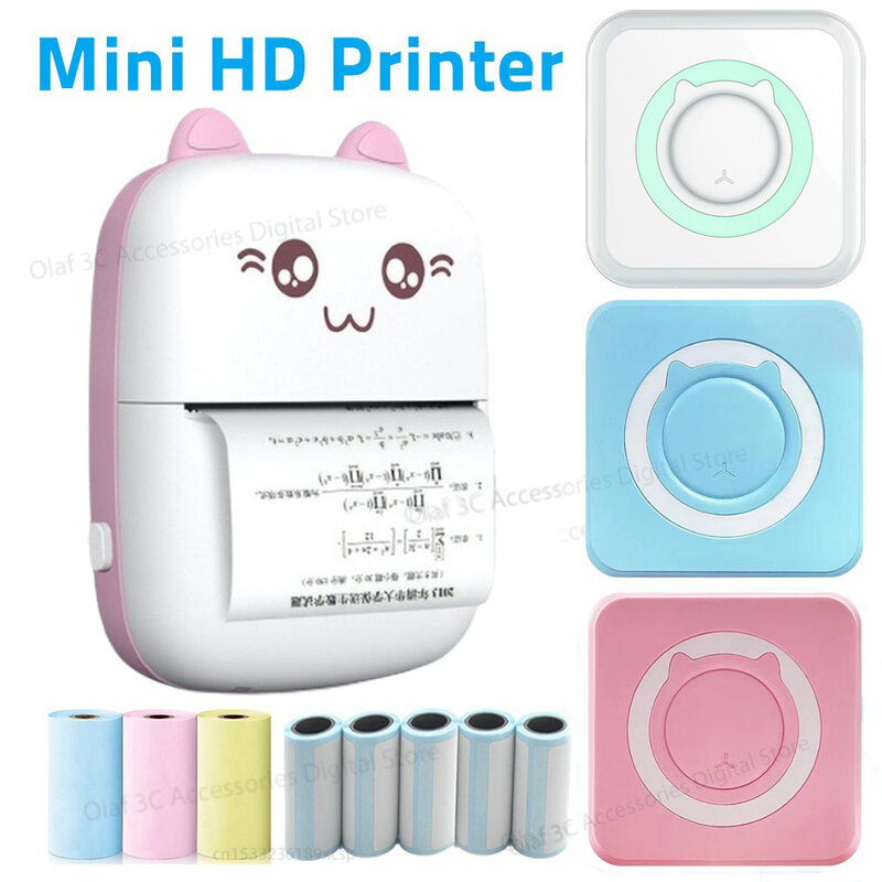 Stiker foto Printer portabel Mini, Printer Label berperekat termal, stiker foto portabel Mini untuk ponsel IOS Android