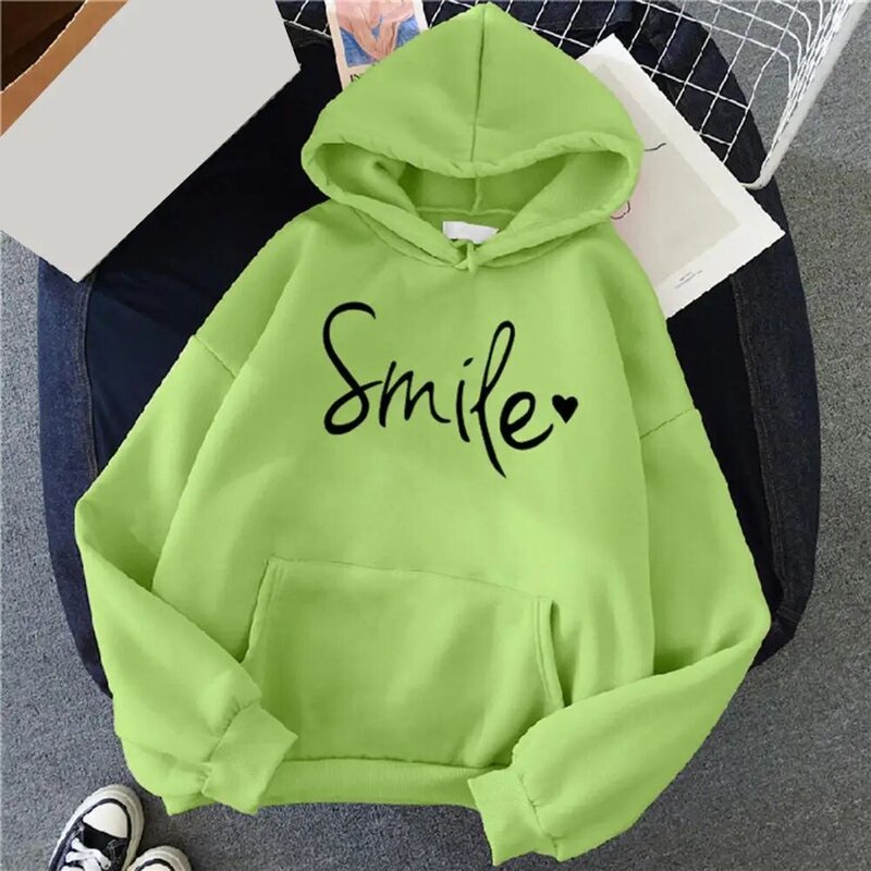 Women's Lettered Loose Sweater Stylish Long Sleeve Soft Texture Warm Trendy Hoodie For Autumn Winter