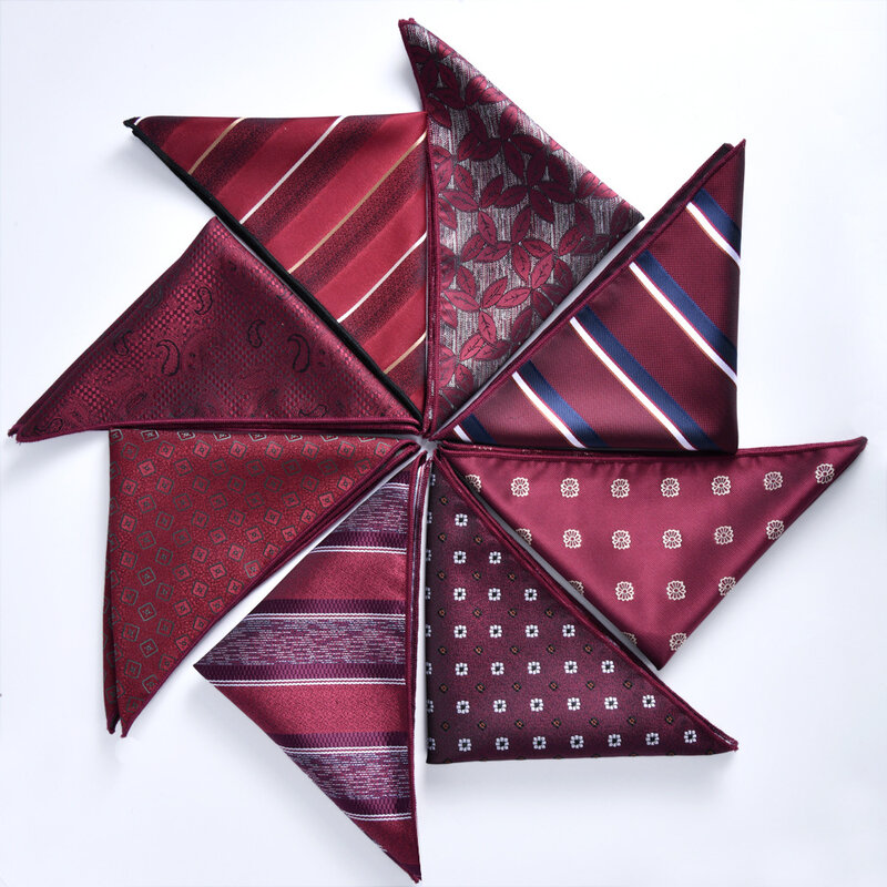 Lenço quadrado para homens, Vinho Vermelho Pocket Business Suit, Presente de luxo, 23x23cm, Novo