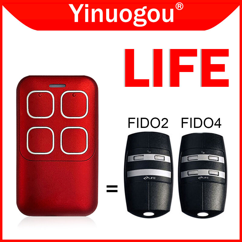 LIFE FIDO 2 4 รีโมทคอนโทรลที่เปิดประตูโรงรถ 433.92MHz เปลี่ยนรหัสกลิ้ง LIFE FIDO2 FIDO4 รีโมทคอนโทรลประตูโรงรถ