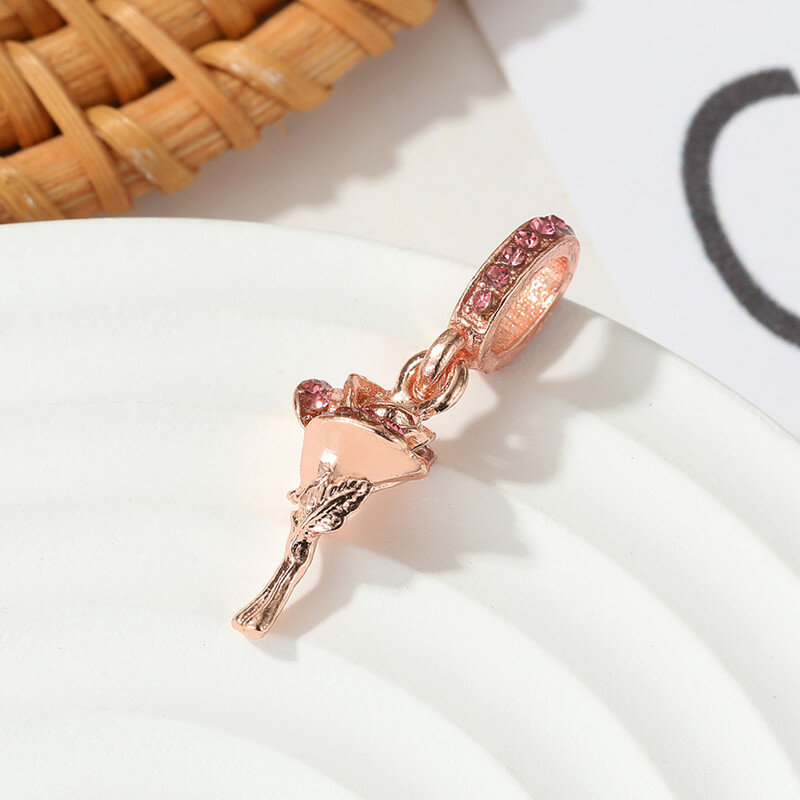 Colgante de Rosa bonito para mujer, 1 piezas, accesorio para pulsera, collar, fabricación de joyas DIY, regalos