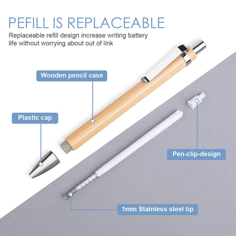 30 buah pena bambu pena bolpoin kayu bambu 1.0mm pena bola tanda tangan bisnis alat tulis bungkus sekolah kantor