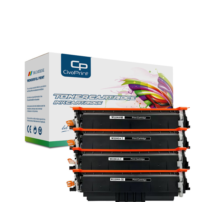 Civoprint-cartucho de tóner 220A W2200A W2201A, compatible con HP Color laserJet Pro 4202dn 4202dw 4202dwe 4302dw 4302dwe, con chip