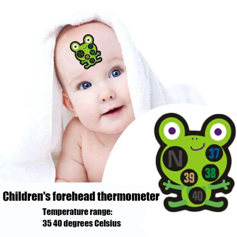 아기 귀여운 만화 동물 스티커, 이마 머리 스트립, 신체 발열 온도계, 어린이 안전 베이비 케어 온도계, 10 개