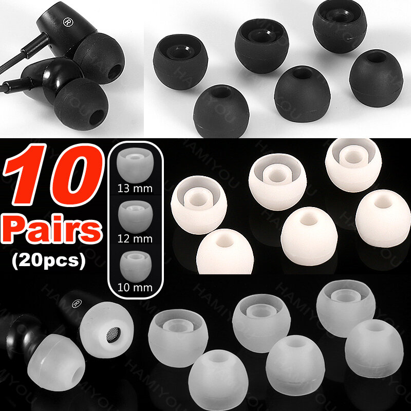 10-1 Pairs Wired Earphone Noise Reduction Silicone Replacement Earplug Ear Plugs Soft Earbuds Cap in Ear Headphone Eartip L M S