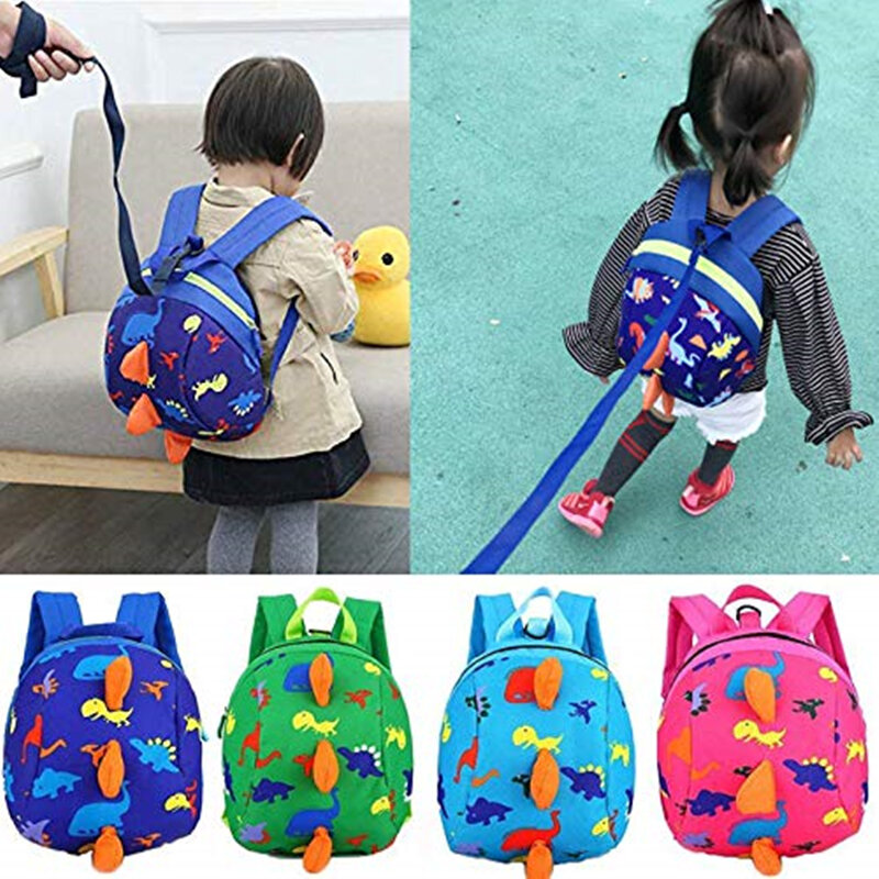 Рюкзак с ремнем безопасности для детей, милый рюкзак с динозавром для защиты от потери, удобная школьная сумка для малышей
