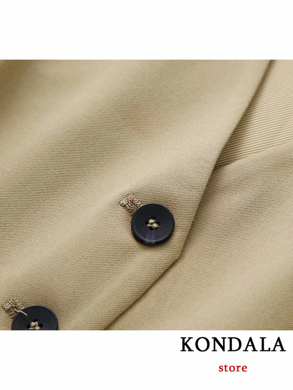 KONDALA-traje de oficina caqui Vintage para mujer, chaleco sin mangas con un solo botón y cuello en V, pantalones largos rectos de cintura alta, moda de verano 2024
