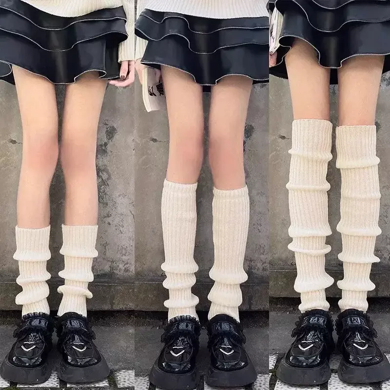 Женские гетры 70 см, длинные носки в стиле "Лолита" JK, вязаные осенне-зимние носки, теплый чехол для ног Y2k, манжеты для сапог, для дам и девушек