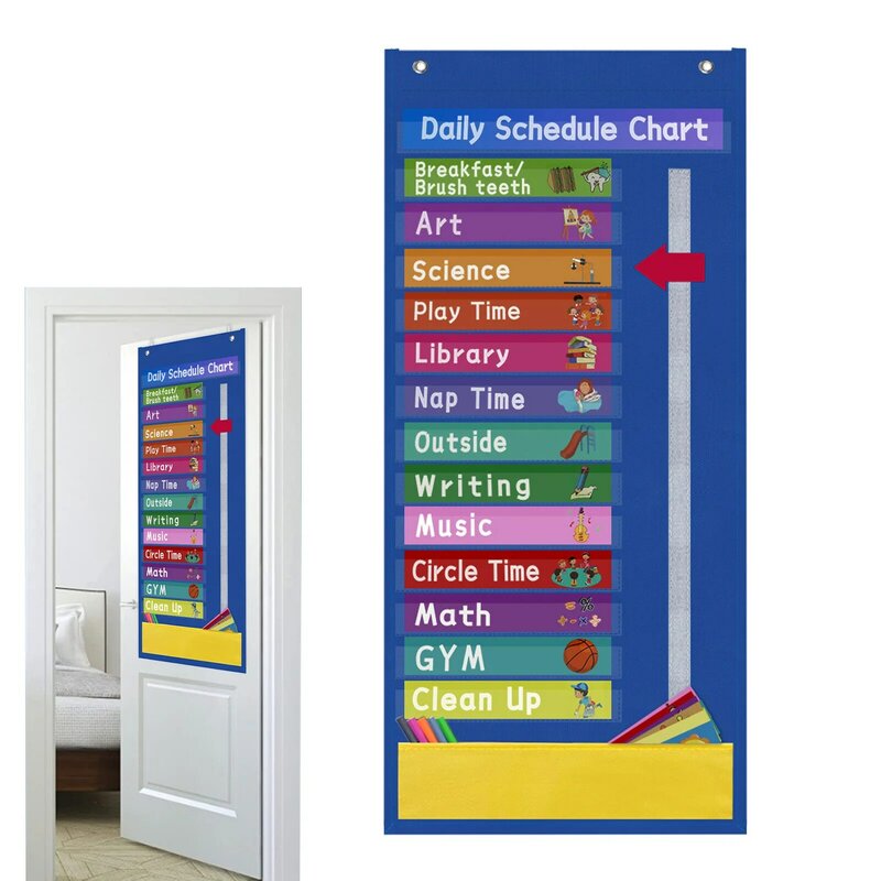 Daily Schedule Chart Classroom Schedule With 31 Cards 131 Pockets Education Scheduling Chart For School Office Home School