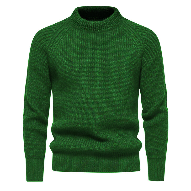 Men's Autumn and Winter New Half High Neck Comfortable and Warm Knitted Sweater Solid Color Casual
