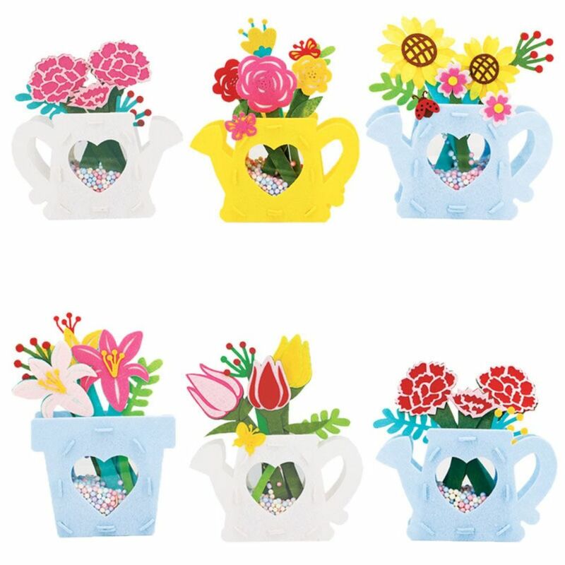 Bouquet DIY Flower Pot Crafts Toys Creative Carnations Beads Handmade Potted Plant Toy Rose Learning Toddlers