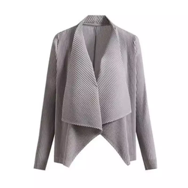 Abrigo informal holgado para mujer, chaqueta de solapa de Color sólido, cárdigan de manga larga, Tops femeninos, primavera y otoño