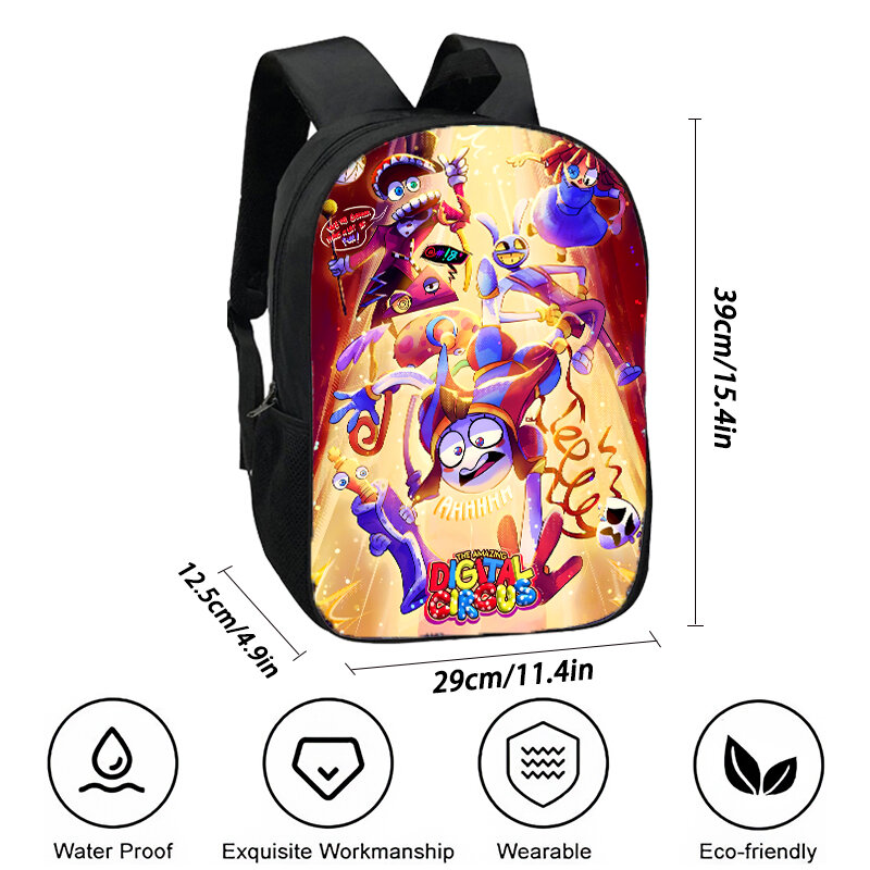 Increíble mochila con estampado de circo Digital para niña, Bolsa Escolar de juego de Anime de dibujos animados, gran capacidad personalizada, añadir con tu logotipo o fotos