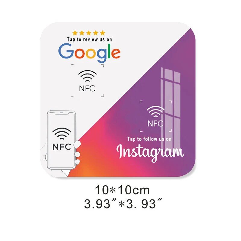 Placa acrílica NFC para Instagram, Aumente seus seguidores e negócios, Placa NFC