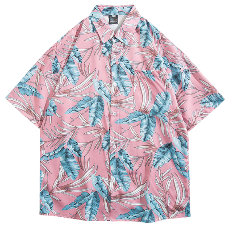 Summer Men's Hawaii Short Sleeve Floral Shirt Fashion Versatile Handsome Loose Casual Beach Vacation Shirt Coat